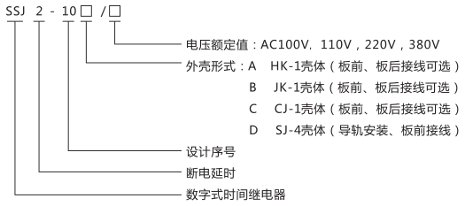 SSJ2-10D交流斷電延時繼電器型號命名及含義圖片