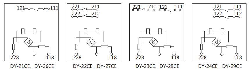 DY-23CE/C電壓繼電器內(nèi)部接線及外引接線圖