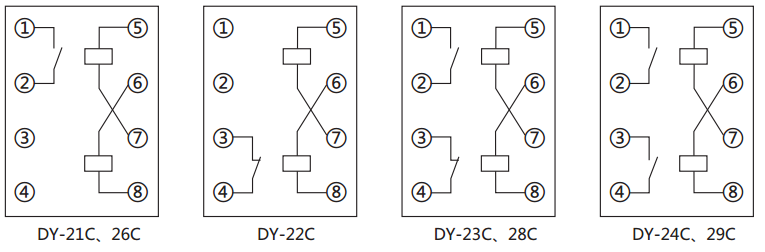 DY-22C電壓繼電器內部接線圖