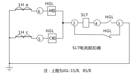 JGL-13/Ⅱ二相靜態(tài)反時限過流繼電器典型應(yīng)用接線圖