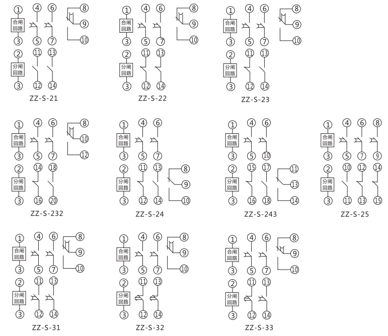 ZZ-S-243分閘、合閘、電源監(jiān)視綜合控制裝置內(nèi)部接線及外引接線圖