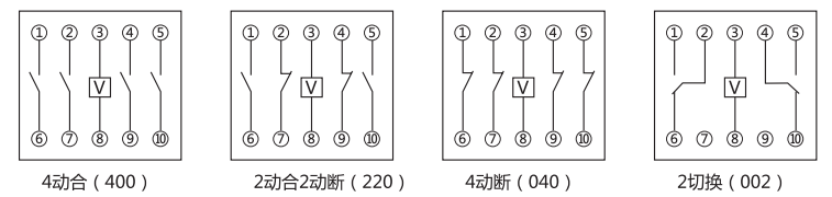 DZ-51中間繼電器內(nèi)部接線圖及外引接線圖