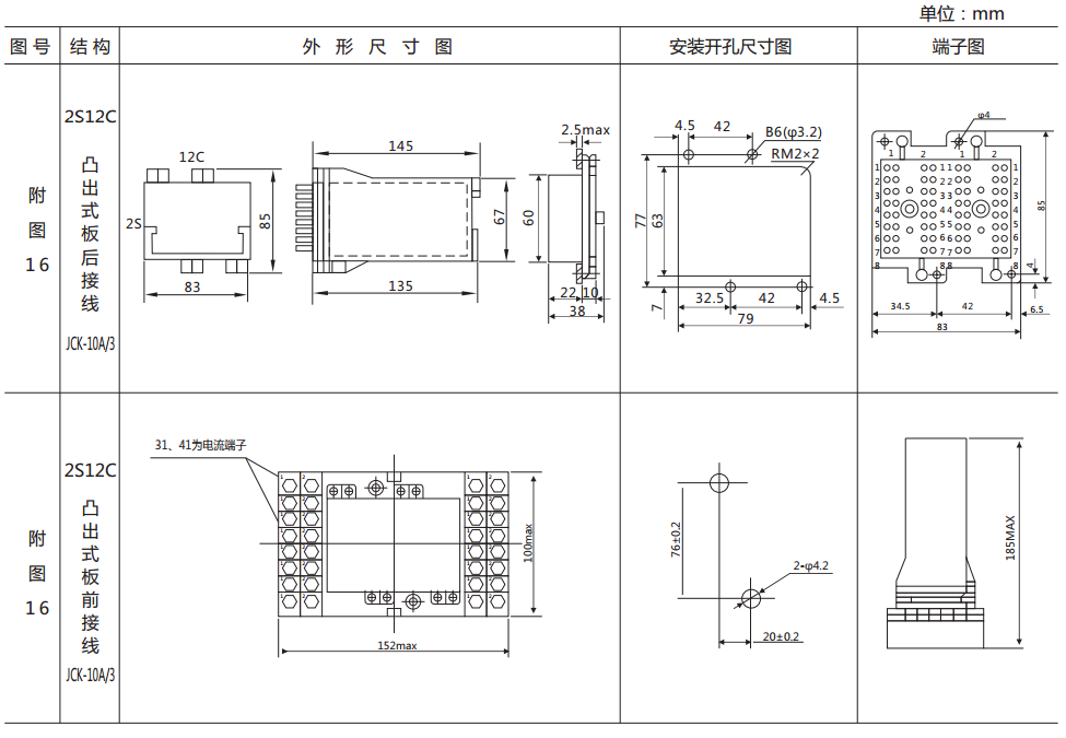 DZ-700E/2610中間繼電器外形及開(kāi)孔尺寸