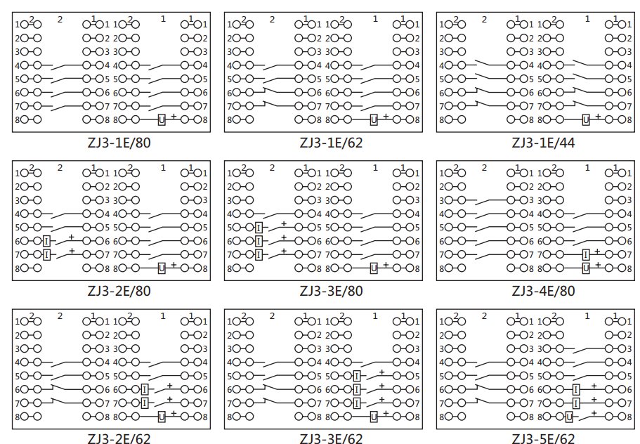 ZJ3-3E/62快速中間繼電器內部接線圖及外引接線圖