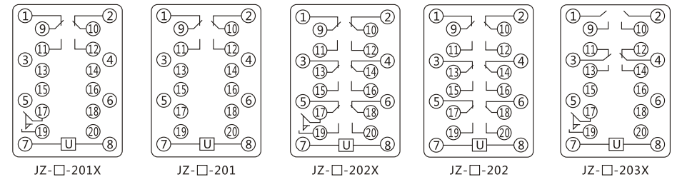 JZY（J)-419靜態(tài)中間繼電器內(nèi)部接線圖及外引接線圖