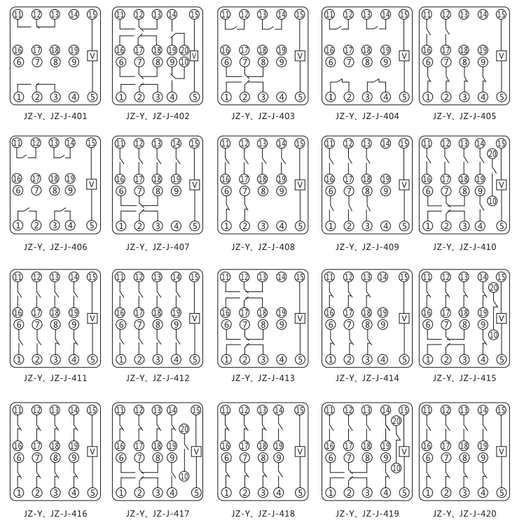 JZY（J)-16靜態(tài)中間繼電器內(nèi)部接線圖及外引接線圖
