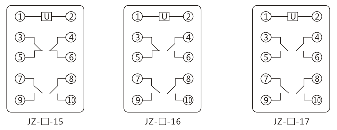 JZY（J)-215靜態(tài)中間繼電器內(nèi)部接線圖及外引接線圖