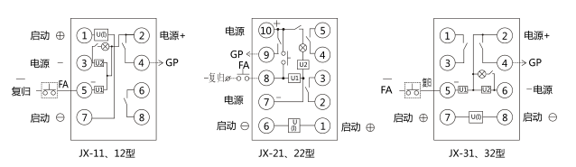 JX-31靜態(tài)信號(hào)繼電器內(nèi)部接線及外部引線圖