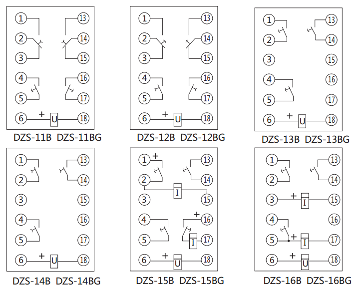 DZS-15B延時(shí)中間繼電器內(nèi)部接線(xiàn)圖及外引接線(xiàn)圖